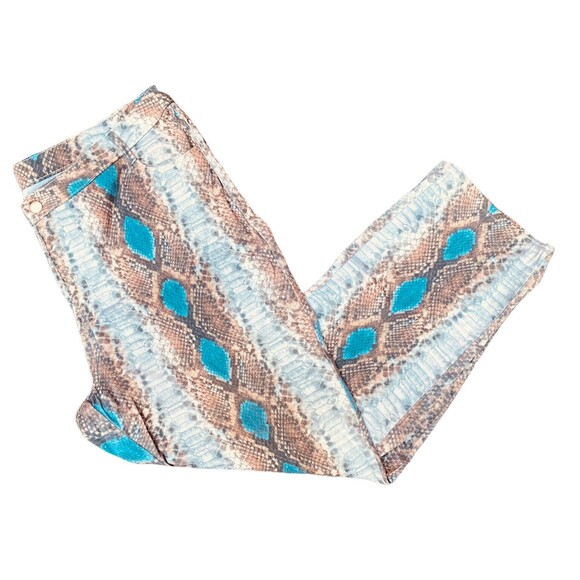 MONROE and MAIN Women's Size 18W Blue Ivory Snake Skin Printed Skinny Jeans - Picture 1 of 8